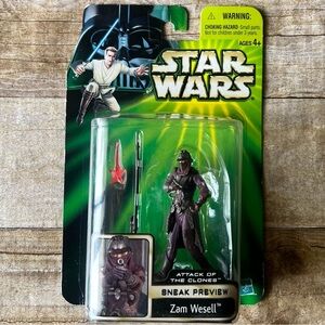 Star Wars Attack of the Clones Sneak Preview Zam WesellAction Figure Hasbro 2001